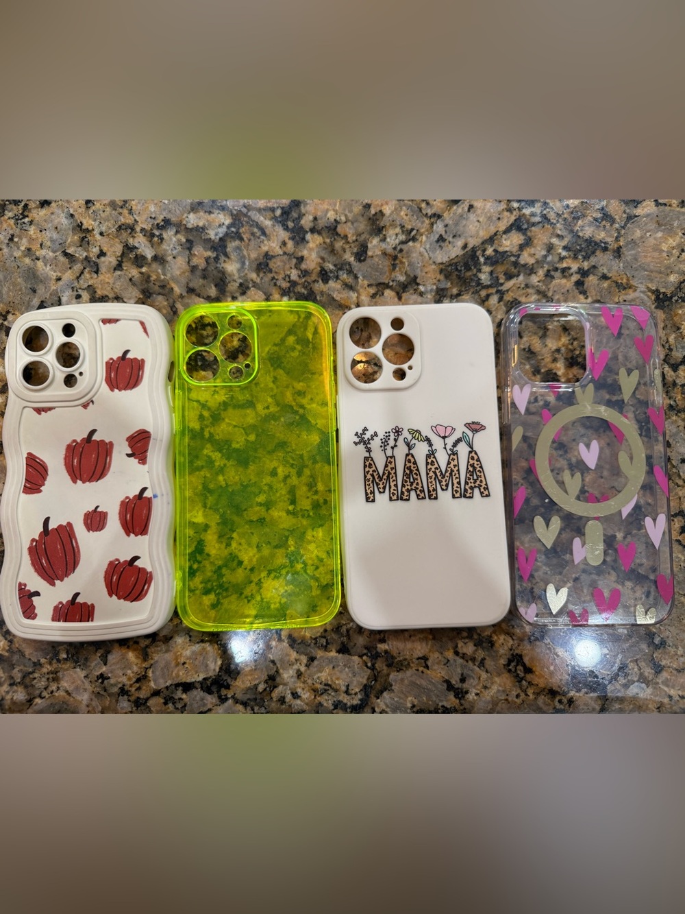 Assorted Decorative iPhone 13 Pro Max Cases - White, Neon Yellow, Clear
